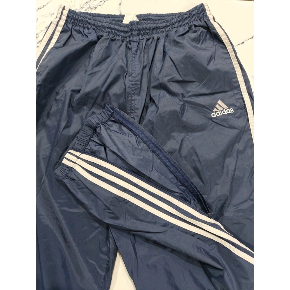 Vintage Adidas Originals Men's Blue Navy Track Pants Size Large Zipper Ankle